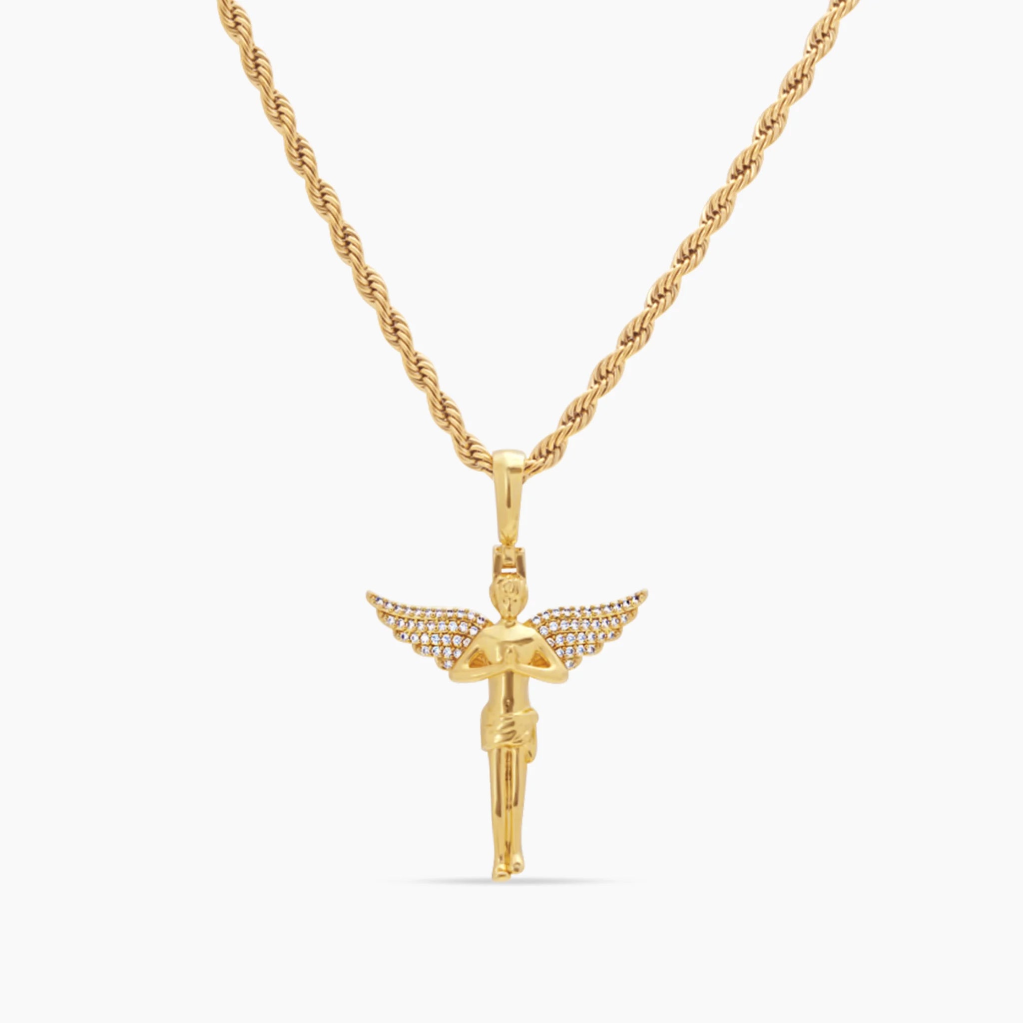 Gold Diamond CZ Angel Necklace