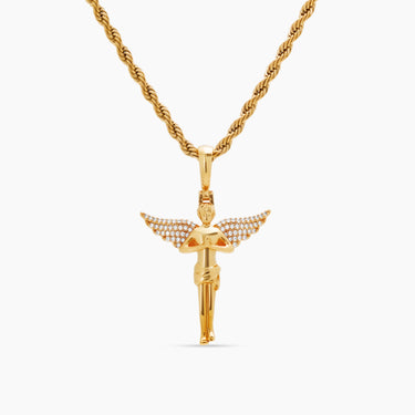 Gold Diamond CZ Angel Necklace