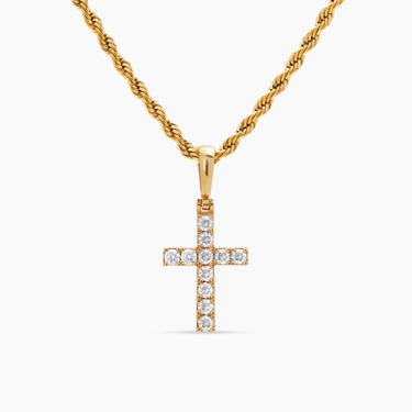 Gold Diamond CZ Micro Cross Necklace