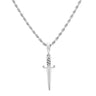 White Gold Diamond CZ Dagger Pendant Necklace