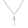 White Gold Diamond CZ Dagger Pendant Necklace