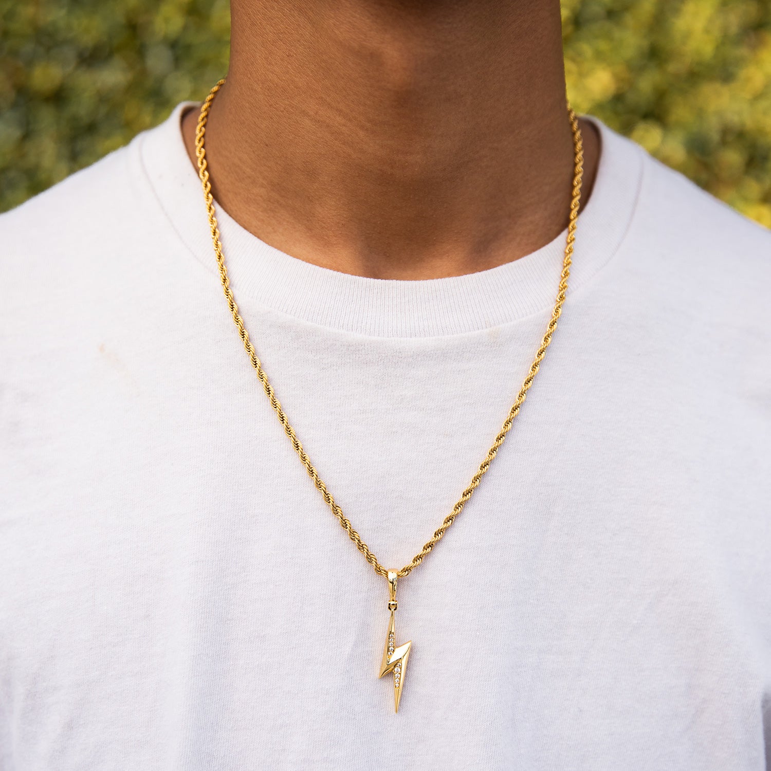 Gold Diamond CZ Lightning Bolt Necklace