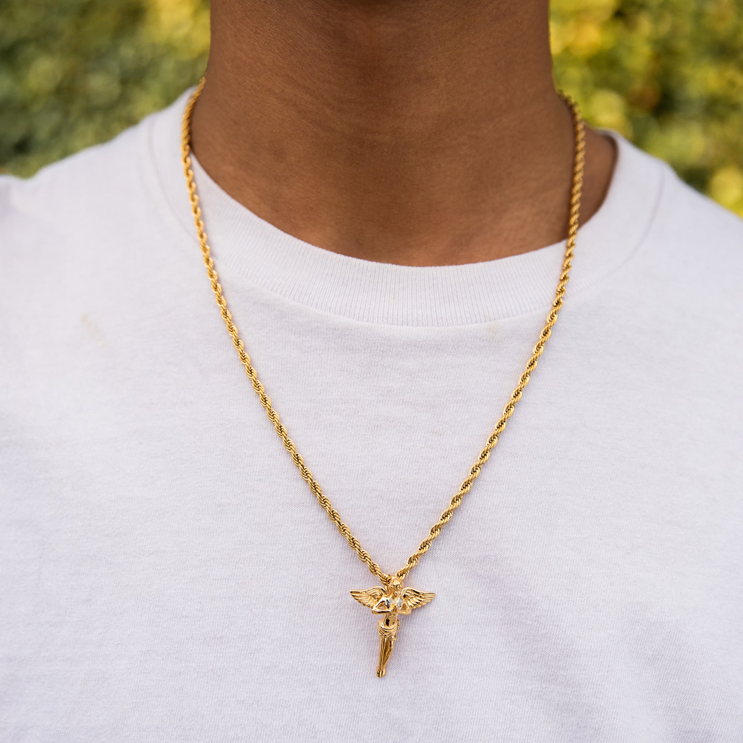 Gold Stainless Steel Angel Necklace